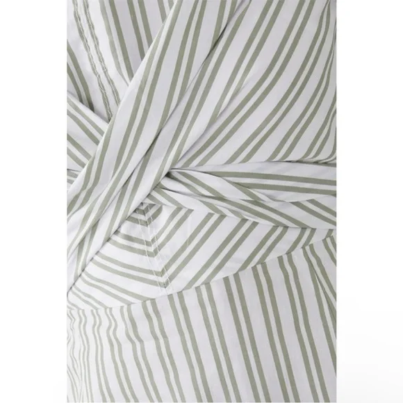 STAUD Striped Long-Sleeve Midi Dress in White and Gray - Picture 6 of 11